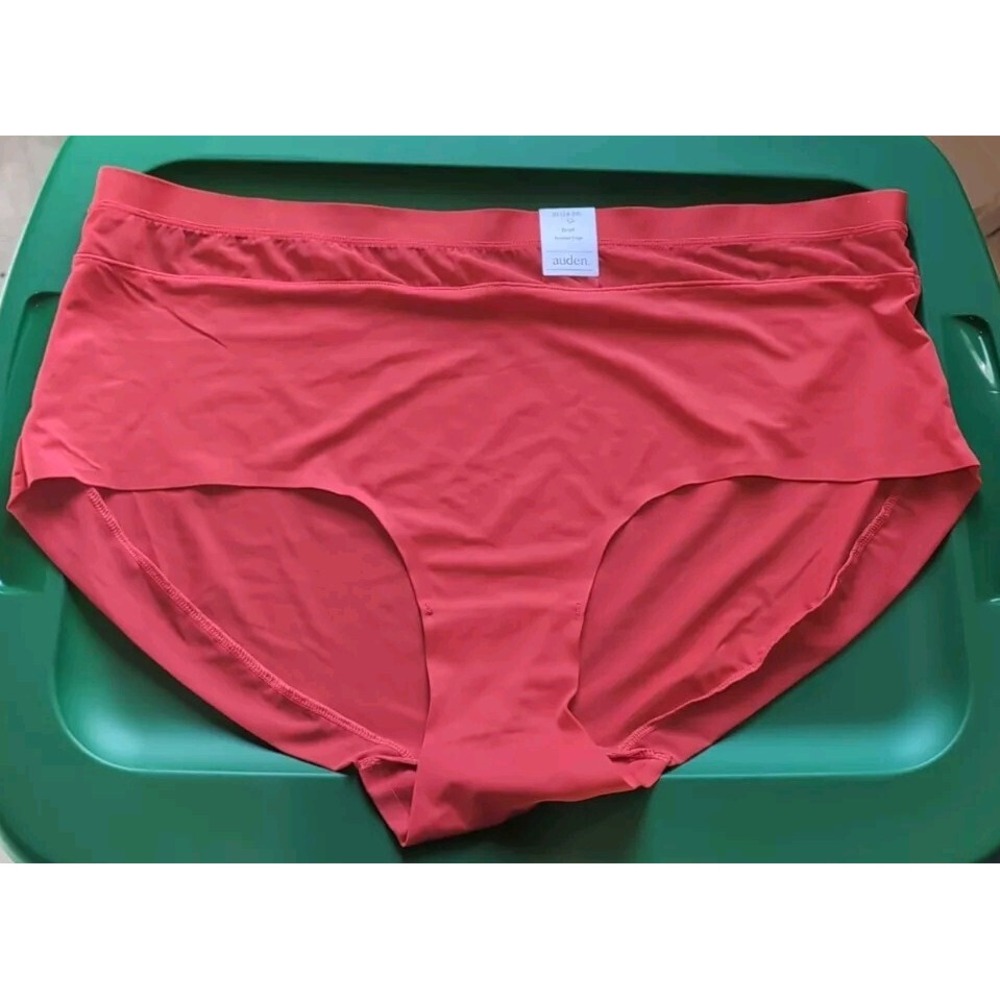 NWT Women's Auden Brief Underwear Panties bonded edge Size 3X (24-26) red